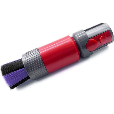 Brosse d'aspirateur douce avec poils souples antistatiques, embout anti-rayures et buse rotative, pour clavier, voiture, meubles et surfaces délicates, gris et rouge (1/5)