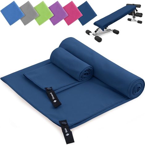 Serviette Microfibre Lot de 2 180 x 60 cm Serviette de Bain + 80 x 40 cm Serviette Main Séchage Rapide (1/5)