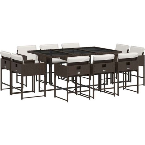 Maison Exclusive - Set comedor de jardín 11 pzas y cojines ratán (1/5)