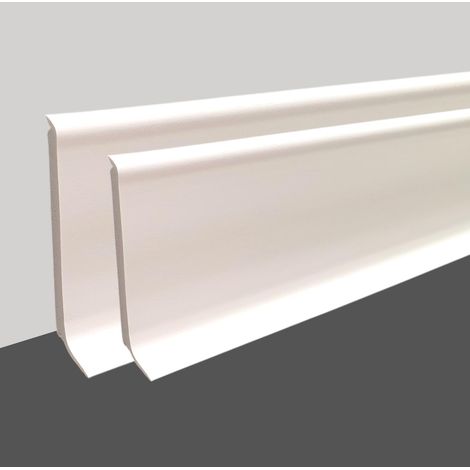 Plinthe PVC Blanche robuste hauteur 8 cm ou 10 cm, Plinthe plastique de longueur 2 mètres, Plinthe vinyle épaisse (Blanc, Hauteur 80 mm x Longueur 8 mètres)