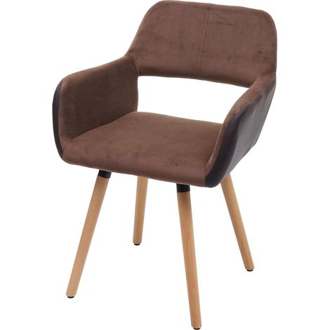 [NON UTILIZZATO] Sedia sala da pranzo soggiorno cucina HHG-428 II design retro legno ecopelle velluto marrone