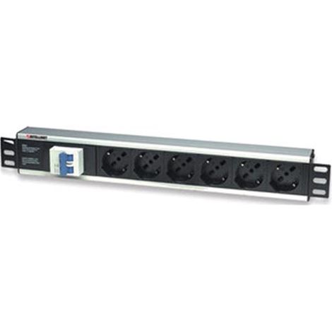 Multipresa Rack 19'' INTELLINET da 6 Posti con Interruttore Magnetotermico e Cavo da 3 metri