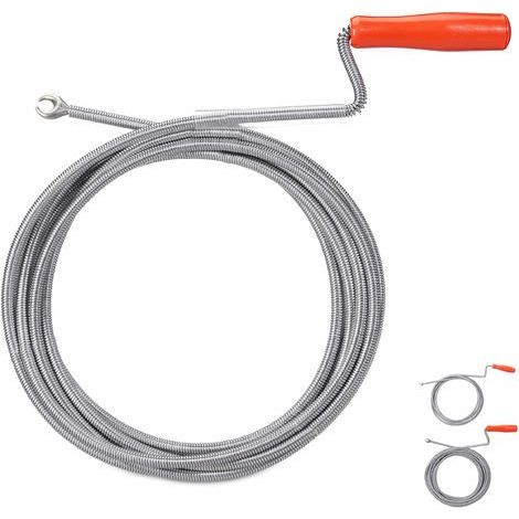 Spirale de nettoyage de tuyaux avec pince, nettoyage mécanique tuyaux, WC, douche, éviers, 9mmx 5m,argenté (1/5)