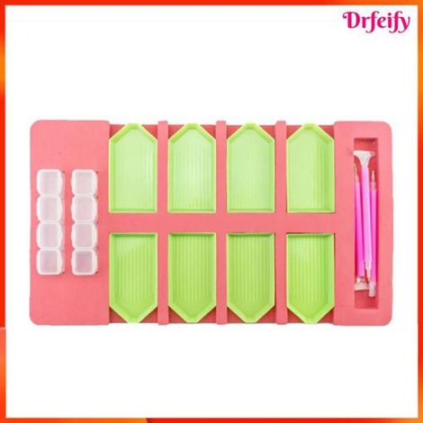 Organisateur Boîte À Diamants - Plastique Résistant - Pour Diamond Painting - 250 X 180 X 50 Mm - Lot De 1 Porte-plateau + 3 Stylos + 8 Plateaux + 8 Boîtes (1/5)
