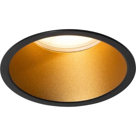 Moderne Einbaustrahler schwarz mit Gold GU10 70mm IP44 - Dept