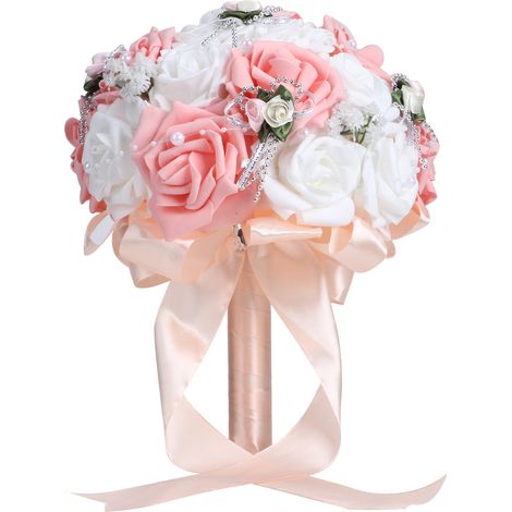 Künstlicher rosa Brautstrauß – Blumendekoration für die Brautzeremonie (1/5)