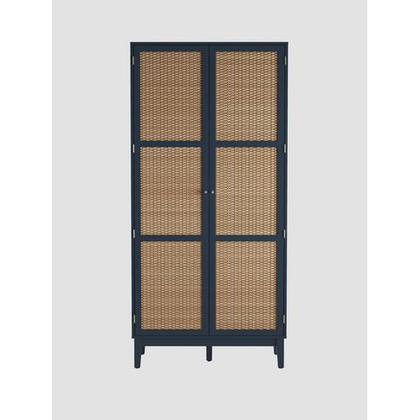 Bordeaux 2 Door Wardrobe - Engineered Wood/Plastic - L55.52 x W85 x H180.5 cm - Berlin Blue/Oak
