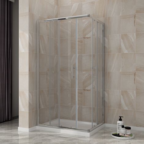 ELEGANT Reversible Corner Entry Shower Enclosure 1000 x 760 mm Sliding Door Cubicle (1/5)