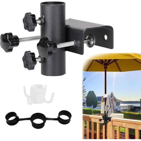 Support parasol balcon - - Fixation sans perçage - Diamètre réglable 23-38 mm - Compatible rambarde  6 cm Femeo