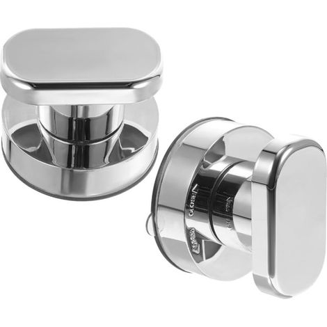 Strong Suction Handle for Bathroom Glass Doors and Cabinets, Self Adhesive Suction Cup Pull Handle with Heavy Duty Grip, No Drill Installation, 2pcs Silver Small Size for Easy Use (1/5)