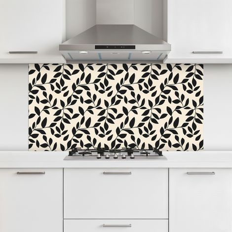 CRÉDENCE CUISINE Elégant - Motif - Noir - Beige 120x60 cm (1/5)