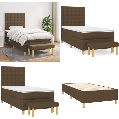 Boxspringbett mit Matratze Dunkelbraun 100x200 cm Stoff - Boxspringbett - Doppelbett - Bett Mit Matratze - Bettenrahmen - Schlafsofa - Home & Living (1/5)