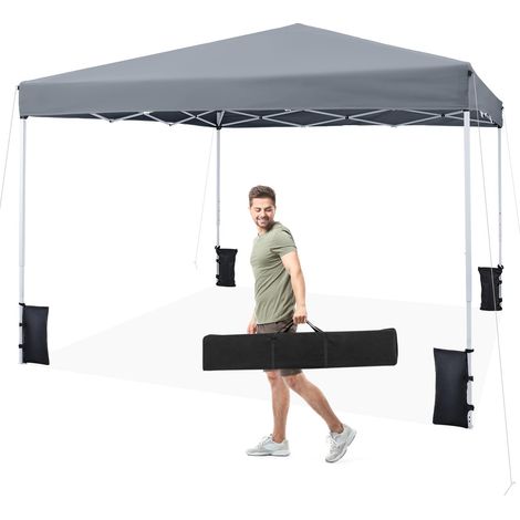 COSTWAY Gazebo Da Esterno Giardino Gazebo Da Esterno Padiglione Tendone Tenda Porta In Rete Traspirante Resistente Pieghevole Impermeabile Pop-Up Regolabile I (1/5)