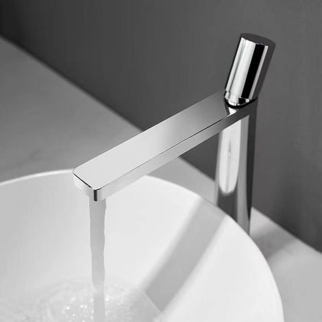 Robinet de lavabo monocommande noir, design monobloc, eau chaude et froide, salle de bain moderne (1/3)