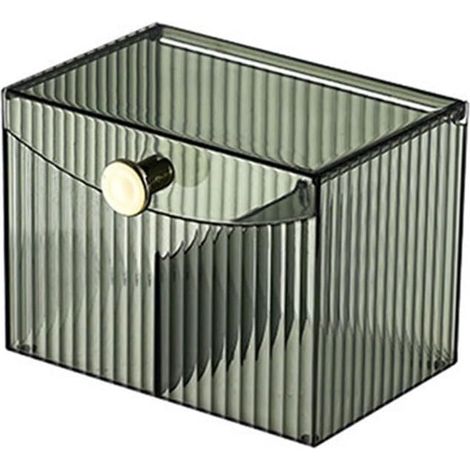 1 unidad de soporte para bastoncillos de algodón，organizador de maquillaje con tapa para baño y dormitorio (verde)，plástico，verde (1/5)