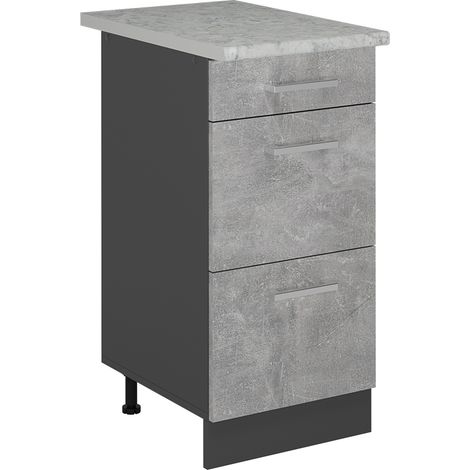 Meuble cuisine R-Line, Béton, 40cm avec tiroirs, AP Marbre, Vicco (1/5)