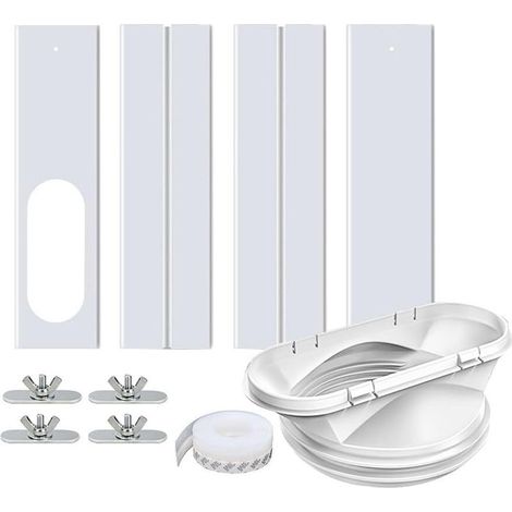 Kit de calfeutrage pour climatiseur mobile – 4 plaques extensibles de 43 à 140 cm – Tuyaux de 13 et 15 cm – Installation rapide et étanchéité optimale (1/5)
