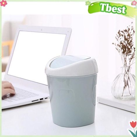 Tbest Mini poubelle Poubelle de bureau en plastique multifonctionnelle, petite poubelle de comptoir avec droguerie poubelle Bleue (1/5)