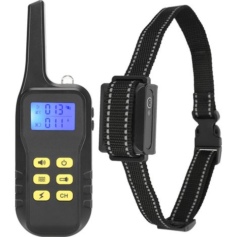Collier de dressage électrique pour animaux de compagnie avec télécommande, rechargeable, anti-aboiements pour chiens, portée de 1000 m (1/5)