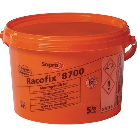 Mortier de montage Racofix® 8700 1:3 pièces d'espace (Eau/Mortier) 5 kg Seau (1/3)