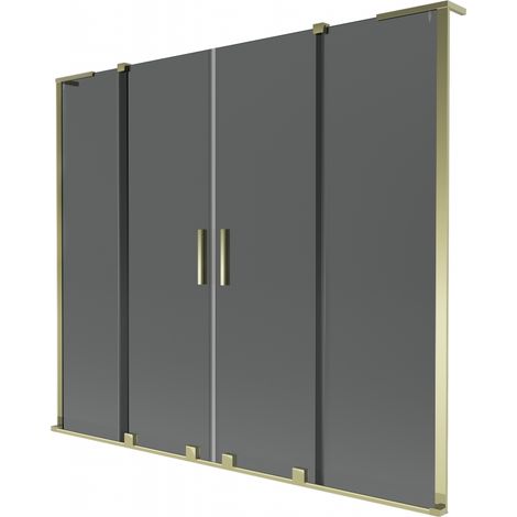 Mexen Velar L Duo Badewannen-Faltwand, 2-flügelig, verschiebbar, 180 x 150 cm, Graphit, Gold - 896-180-003-42-50 (1/2)