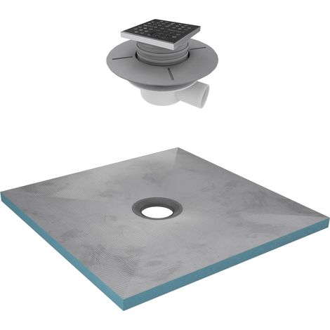 Plato de Ducha alicatable 90x90 cm -Desagüe Horizontal - Rejilla Acero inox (1/4)