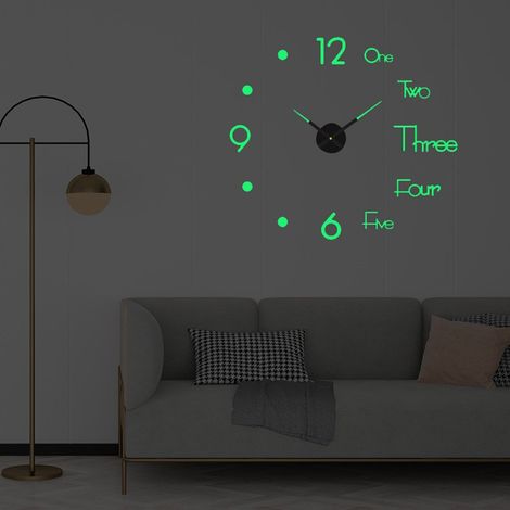 Horloge Murale Autocollante Sans Cadre - Affichage 12 Heures - Surface Miroir - Pour Décoration Intérieure Bureau Salon Chambre - 1 Pièce (1/3)