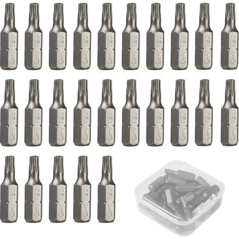Jeu de 25 embouts de tournevis de 25 x 25 mm – Embouts de tournevis compatibles avec les tournevis et les perceuses, idéaux pour le bricolage, les réparations et les travaux ménagers (T20) (1/5)