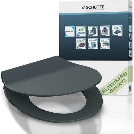 SCHÜTTE WC-Sitz aus Duroplast mit Absenkautomatik und Schnellverschluss Toilettendeckel Uni Klodeckel Einfarbig 82704