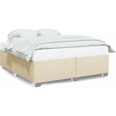 Maison Exclusive - Cadre de lit sans matelas crème 200x200 cm tissu (1/5)