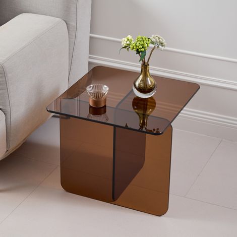 Tavolino salotto in vetro temperato marrone 45 x 45 x 51 cm HAVRYA (1/5)