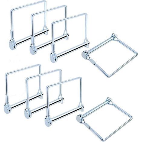 8pcs Goupille de Verrouillage, Axe de Verrouillage de Broche de Coupleur de Sécurité en Acier Inoxydable, Galvanisé Carrée Boucle de Fil Goupille pour Remorques, Pelouse, Jardin (1/5)