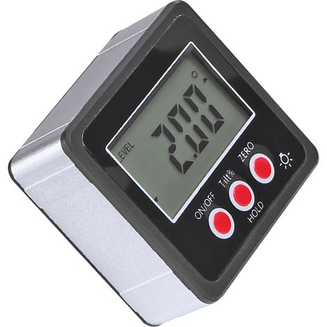 Goniometro orizzontale, goniometro digitale, inclinometro, livella elettronica, strumenti di misurazione con base magnetica, nero
