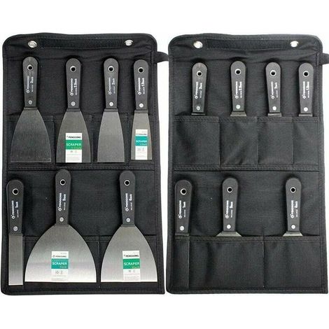 Couteaux à Enduire Jeu de Spatules en Acier Ensemble de Couteaux à Mastic Lot de 7 pièces Avec Sac De Rangement Grattoir Mural Poignée En Plastique Antidérapant (1/4)