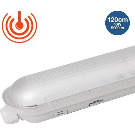 Réglette étanche LED traversante avec capteur 40W 120cm 4000K (1/5)