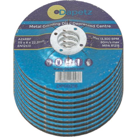 Dapetz ® 115mm x 22.2mm x 6mm Expert for Metal Grinding Cutting Discs For Steel and Metal Cutting Ultra Thin Flat With Depressed Centre 10 Pack of 10 4 1/2" (1/5)