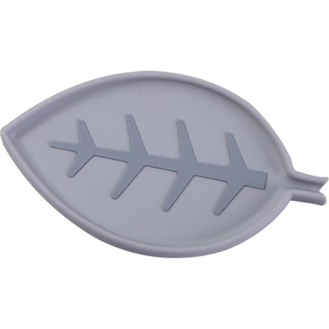 Blattförmige Seifenschale (2-teilig) mit Abflussrohr, ideal zur Aufbewahrung von festem Shampoo, tragbare Silikon-Reiseseifenschale – Grau
