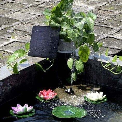 Pompe solaire pour fontaine, pompe à eau avec panneau solaire monocristallin 1,2 W pour bassin de jardin, bassin de poisson, petit bassin, Noir (1/4)