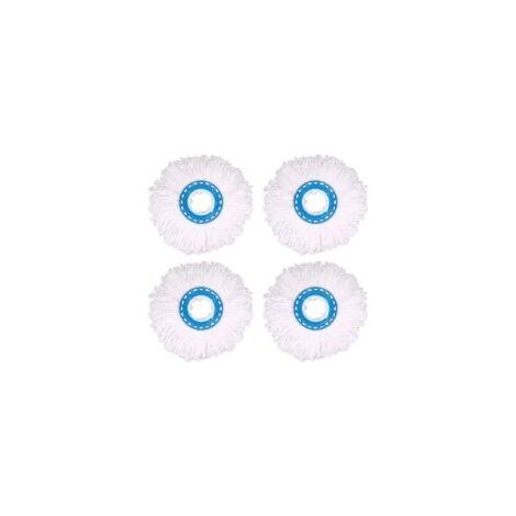 Set di 4 testine di ricambio rotonde in microfibra per mocio, con rotazione a 360° per la pulizia dei pavimenti (diametro 16 cm) - Crezuo (1/4)