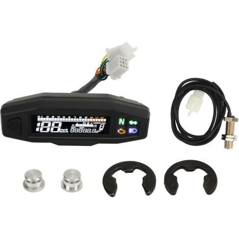 Compteur de vitesse polyvalent avec écran LCD, haute précision, jauge de niveau de carburant LED 12V, universel pour moto de course (1/5)