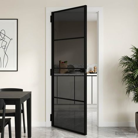 vidaXL Porta Interna 76 x 201,5 cm Vetro Temperato e Alluminio