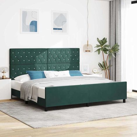 Boxspringbett mit Kopfteil Dunkelgrün 200 x 200 cm Samt (1/5)