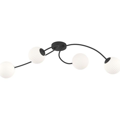 Plafonnier Vibra noir/blanc 4xE14 boules verre strié (1/5)