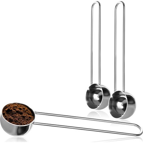 Messlöffel aus Edelstahl für Kaffee – Messlöffel für Tee, Kaffee, Cappuccino, Kakao und Espresso – Messlöffel mit Drahtgriff, einfache Dosierung (Silberfarbe – 15 ml)