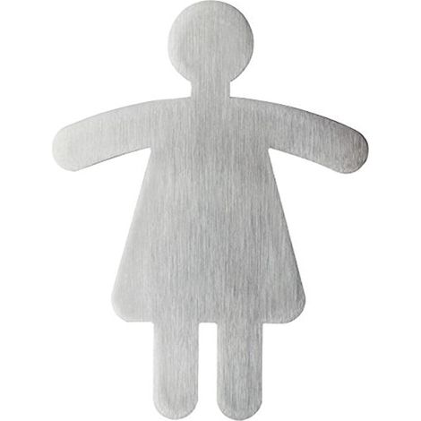 Durable 495023 - Pittogramma, adesivo, con simbolo sagomatoWC donne, acciaio inossidabile, 90x120 mm, argento metallizzato