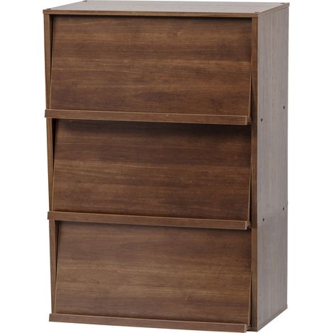 Iris Ohyama – Bibliothèque étagère de rangement 3 portes – Dimensions L40.7 x P59 x H83.6 cm – Panneaux de particules – Style moderne marron