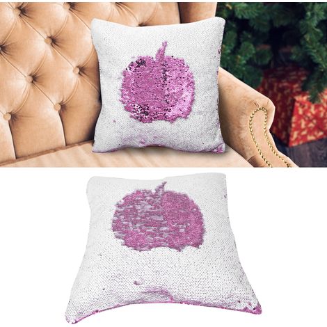 Housse De Coussin En Suède À Paillettes Avec Fermeture Éclair Pour Décoration Canapé Lit Rouge Rose Et Blanc 1 Pièce (1/5)