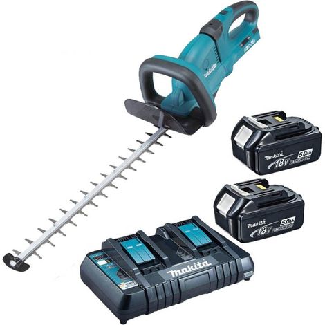 Makita DUH551PT2 Twin LXT 18v / 36v Li Ion Hedge Trimmer 2 x 5.0ah Dual Charger (1/4)