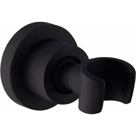 Schwarzer Handbrausehalter, Duschkopfhalter aus Edelstahl, 360° drehbar, Wandmontage, runder Duschkopfhalter (1/5)