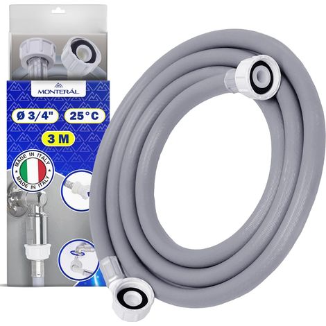 Tuyau Machine à Laver et Lave Vaisselle 3 m pour Arrivee Deau pour Températures de 25°C Pression de 20 à 60 Bar Connexion est Droite et Coudée Ø 3/4" - MADE IN ITALY - (1/5)